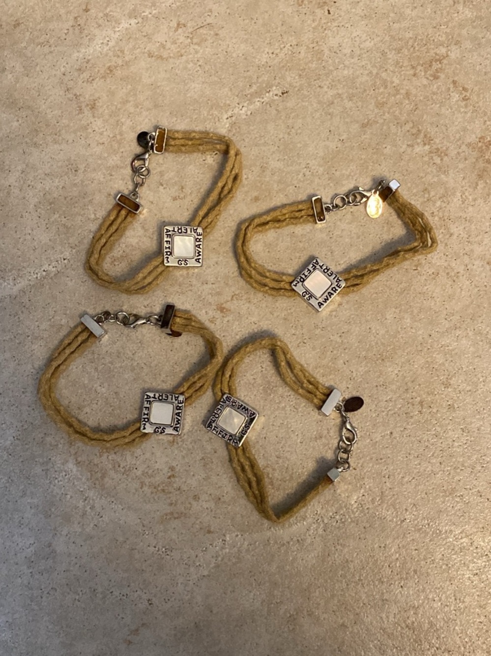 Girl Scout Bracelet with Silver Square Charm - set of 4 and CD with GS Somgs